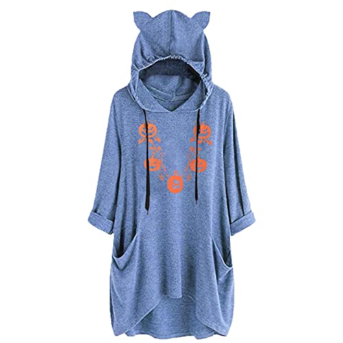 MKIUHNJ-Roter-Pulli-Damen-Ohren-Hut-Oberteil-Langarm-Halloween-Druck-mit-Kapuze-lockeres-Sweatshirt-mit-Zwei-Taschen-Pullover-Trockner