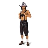 Schnürung an den Beinenden Trachtenhose Anton Herren Hose zum Oktoberfest oder Karneval Kostüm mit Hosenträger - 54/56