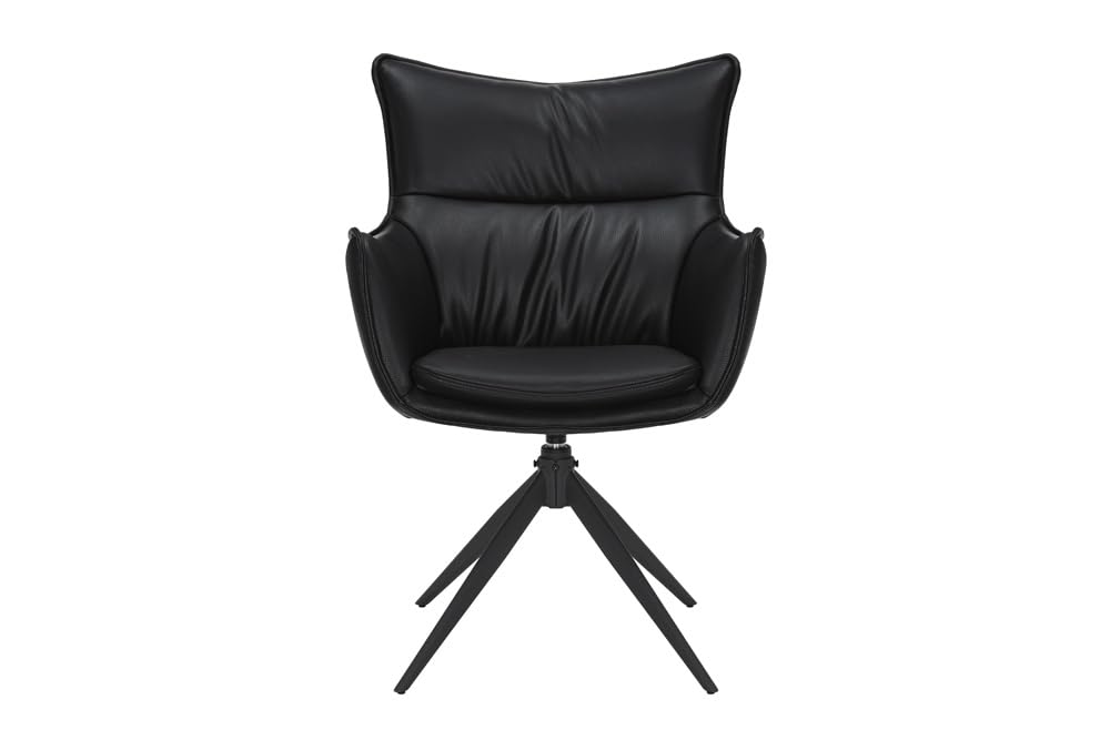 Riess Ambiente 360° drehbarer Design Stuhl Vogue - schwarz - Kunstleder Metall mit Armlehne Esszimmerstuhl Drehstuhl