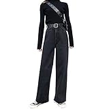 Material: Elasthan nobrand Hohe Taille weit Bein Jeans Damen Herbst und Winter   Neue lose drapieren gerade gerade Hose