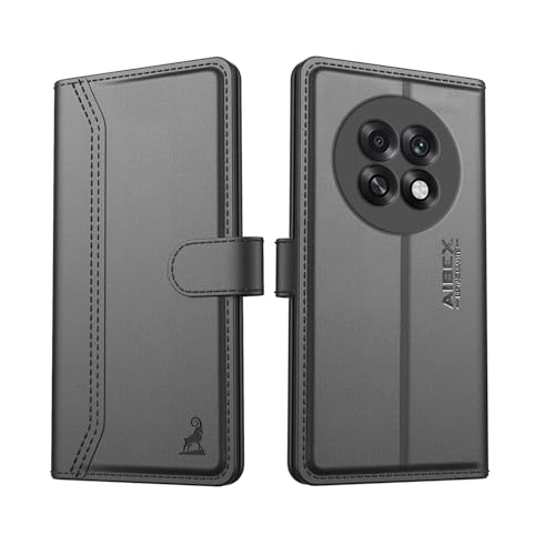 Image of AIBEX Compatible for Oppo F31 Pro Plus 5G Flip Cover Leather Finish | Inside TPU with Card Pockets | Wallet Stand | Complete Protection Flip Case Black