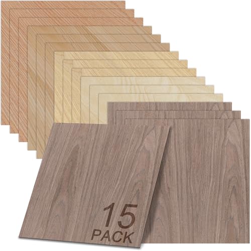 Image of GSCIT Club 15 PCS Wood Veneer, 12 inch x 12 inch Birch, Oak, Maple, Walnut and Red Oak Wood Edge Banding Pre-glued Flexible, Veneer Tape Banding