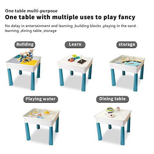 MODOO Kids Activity Table, Toddler Table and Chair Set with Storage, Play Table with 90 Pcs Building Blocks and Bricks Toy, Safety ABS Material Sand Table for Boys Girls Over 3 Years Old (Large) - Thumbnail 3