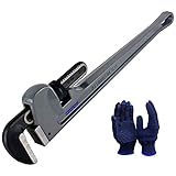 [10,2 cm Backenöffnung] KARRYTON 61 cm Aluminium-Rohrzange ist perfekt für Rohrdurchmesser bis zu 76 mm. Gerader Griff aus Aluminiumlegierung und Backe aus Chrom-Molybdän (Cr-Mo) Stahl, bricht oder verzieht sich nicht. Ein Paar Nitrilhandschuhe in Industriequalität für eine sichere Bedienung im Lieferumfang enthalten.