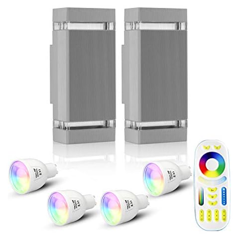 Wowlite Mi.Light RF Remote Control RGB Colour Changing Lighting LED Double Up and Down Wall Outdoor Light,White Temperature 3000k RGBW Exterior Wall Light Cover