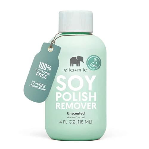 ella+mila Soy Nail Polish Remover – Unscented, Non-Acetone, Non-Toxic Fingernail Polish Remover...