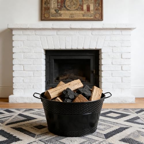 Porte-bûches intérieur de grande capacité avec bac à charbon robuste