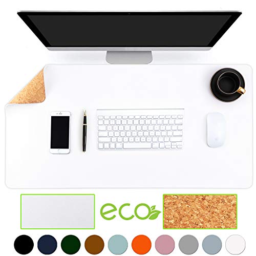 Aothia Eco-Friendly Natural Cork & Leather Double-Sided Office Desk Mat 31.5" x 15.7"