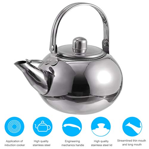Cabilock Chaleira com apito de aço inoxidável e cabo ergonômico, prata 16 cm