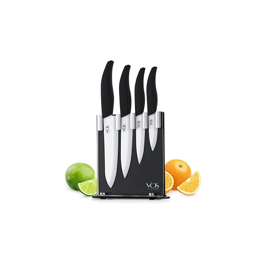 Vos Ceramic Knife Set with Knife Block Holder