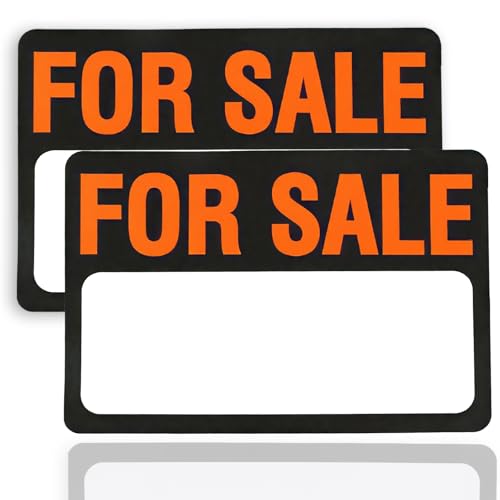 2 Pack For Sale Sign Car Stickers, 12 x 8 Inch For Sale Sign Decals Premium Self-Adhesive Vinyl car stickers Compatible with Garages Boats Houses Vehicles and More (Black-2 Pack)