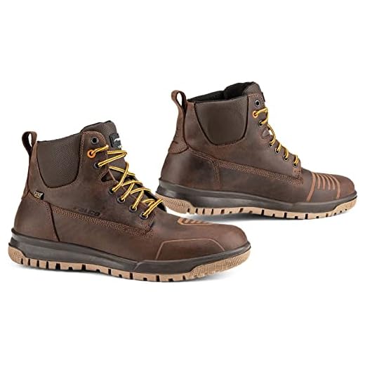 Falco Moto Guantes Patrol marrón Impermeable Botas Cortas con D3O Protectores