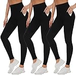 DHSO 3 Pack Leggings for Women, High Waist Tummy Control Yoga Pants Non See-Through Workout Running Tights
