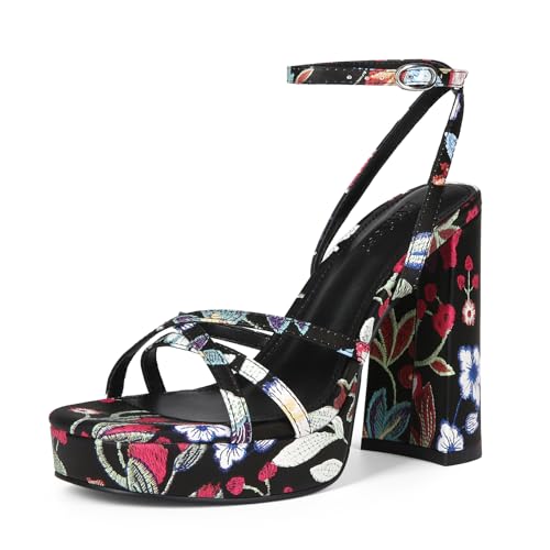 Image of Platform Heels for Women Strappy Chunky Heels Thick High Heel