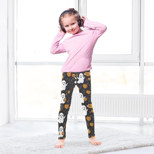 Cute Ghosts Holding Pumpkins Girls Leggings Halloween Kids Yoga Pants Dance Active Tights 4T4