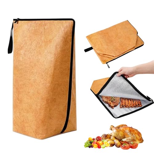 CMFISH Reusable Large Insulated Meat Resting Bag.21-inch wide-mouth foldable barbecue mat, suitable for beef fillet, turkey, and various meats, comes with a large insulated meat placement bag.