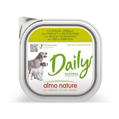 Almo Nature Daily con Pollo & Piselli - Ricetta senza Glutine -Cibo Umido per Cani Adulti - Pacco da 9 x 300 g