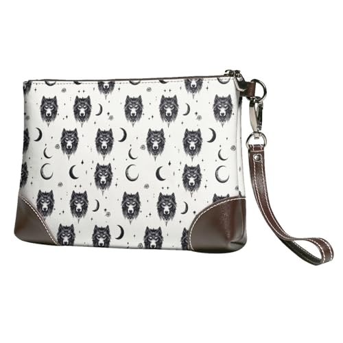 Sac à main imprimé cuir tête de loup pour femme avec finitions et dragonne haut de gamme