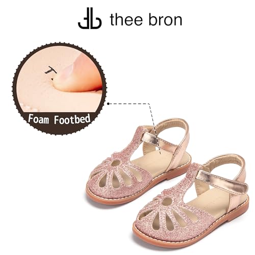 Image of THEE BRON Toddler Girls Closed-Toe Sandals Sweet Retro Cutout Summer Dress Shoes