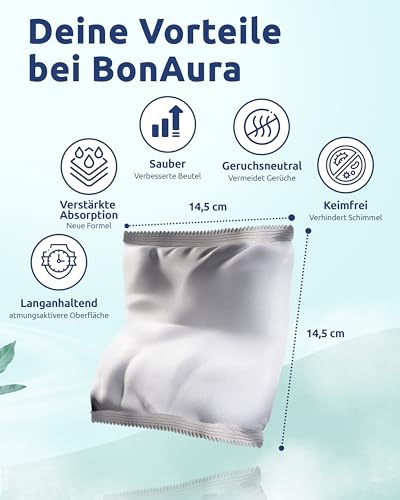 BonAura® AirOne Lite Badezimmer & Küche Luftentfeuchter Nachfüllpack I 4er Set 450g Luftentfeuchter Granulat I Entfeuchter Nachfüllpack I Schutz gegen Schimmel & Gerüche