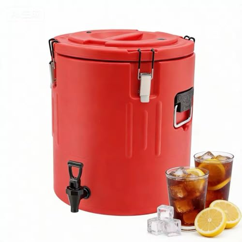 FUODIHEE 28L/7.5Gal Insulated Beverage Dispenser, Party Drink Dispensers with Spout, 304 Stainless Steel Interior Portable Water Dispenser, Commercial Thermal Container for Hot and Cold Drink, Red