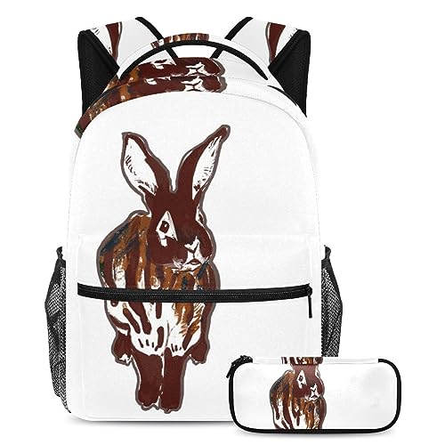 Sac à dos lièvre et sa trousse le cadeau idéal multicolore pour étudiants et enfants