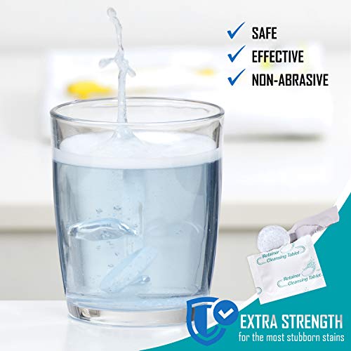 Comprimidos de limpeza de retentor, comprimidos de limpeza de dentadura com estojo de dentadura , li