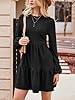 CUPSHE Women Mini Dress Ribbed Tiered Layered A-line Fall Round Neck Knitted Casual Party Tunic Dress Black S #3