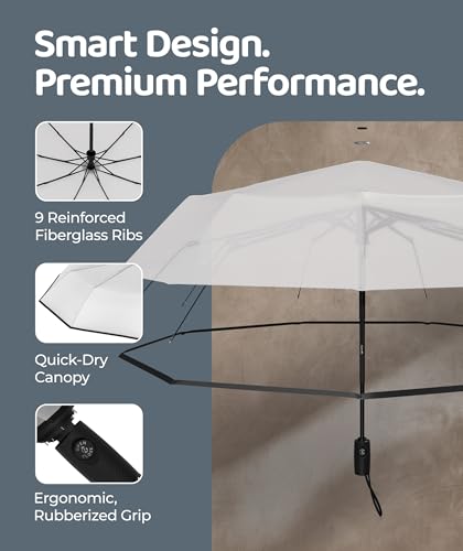 Image of Repel Windproof Travel Umbrella - Compact & Withstands Winds up to 100MPH, Strongest Premium Auto Folding Umbrella for Rain and Sun - Durable, Light & Portable for Women & Men, Fits Backpacks & Cars