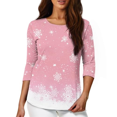 TODIYADDU Plus Size Tops for Women 3/4 Sleeve with Premium Fabric Novelty T-Shirts for Girls Suitable for Early Fall Spring