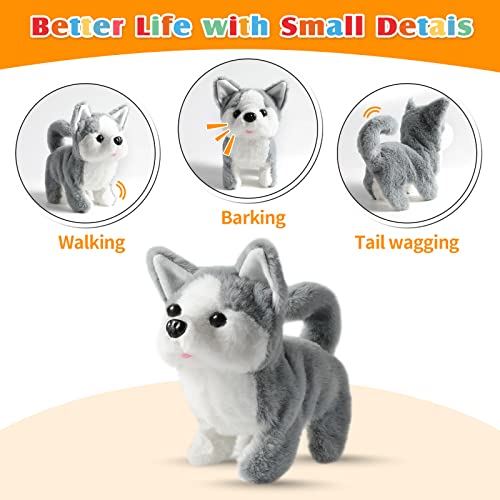 Ksabvaia Plush Husky Toy Puppy Electronic Interactive Dog - Walking, Barking, Tail Wagging, Stretching Companion Animal For Kids Toddlers #TOP1