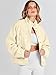 ANRABESS Womens Fuzzy Fleece Jacket Fall Casual Long Sleeve Cropped Sherpa Button Down Shacket Coats Outwear With Pockets Yellow Medium
