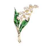 Material: Legierung Semoic Trendy Legierung Emaille Weiss Floral Leaf Brosche Maigloeckchen Gold Farbe Brosche Hohe Qualitaet Schmuck Fuer Frauen