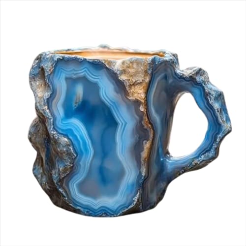 GREGQ Mineral Crystal Coffee Mugs Natural Mineral Crystal Coffee Mugs in 8 Colors Elegant Christmas Gift Suitable for Home Office (E)