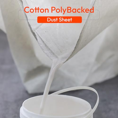 Laminated Cotton Dust Sheets for Decorating & Painting Size 12ft X 9ft | Paint Cover Sheets Backed with Plastic Polythene Sheeting | Drop Cloth for Painting, Furniture, Floor, StairCase