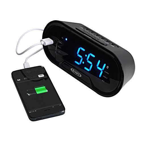 Compact Dual-Alarm Bluetooth Clock Radio