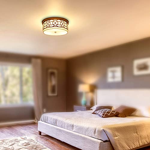 Runtop Flush Mount Ceiling Light, 15In Led Ceiling Light Fixture, 3 Lights 3000K/4000K/5000K Drum Close To Ceiling Lights, Flush Mount Drum Light For Dining Room, Bedroom, Living Room (Chrome Finish) #TOP3