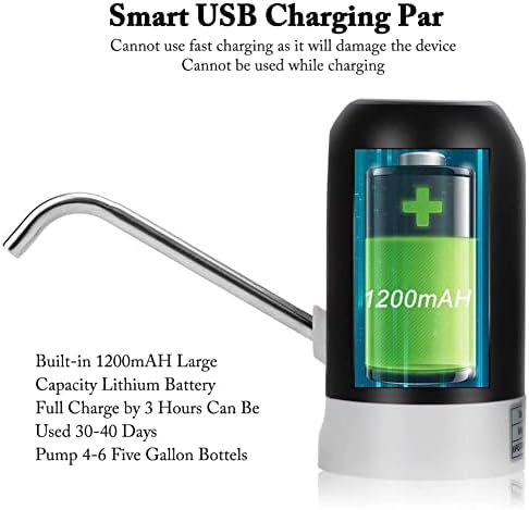 Water Dispenser Water Bottle Pump, DLOPK Automatic Water Dispenser Mini USB Rechargeable Water Bottle Pump Dispenser, for Office, Kitchen, Camping, Indoor and Outdoor Universal Bottles