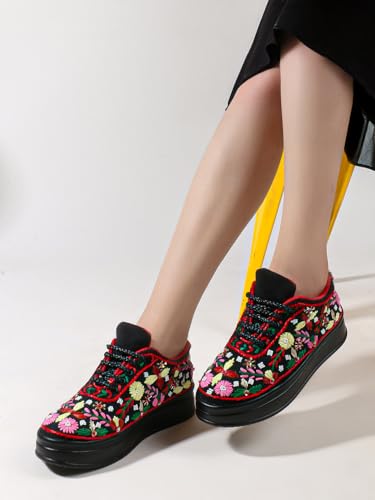 Image of Vendoz Women Hand Embroidery Wedding Party Bridal Floral High Heel Sneakers I Cushioned Insole I Comfortable Wear Wedge Shoes I for Ladies and Girls
