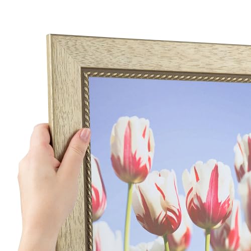 ArtToFrames 12x18 Inch Gold Picture Frame, This 1.7500 Inch Custom Poster Frame is Metallic Gold With Ornate Detail - Comes with Acrylic and Corrugated Backing (WOMTM310-333-12x18)