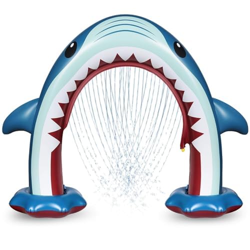 Anpro Giant Shark Sprinkler Kids Inflatable Water Toy Outdoor Play Sprinkler, Summer Outside Gifts for Toddlers
