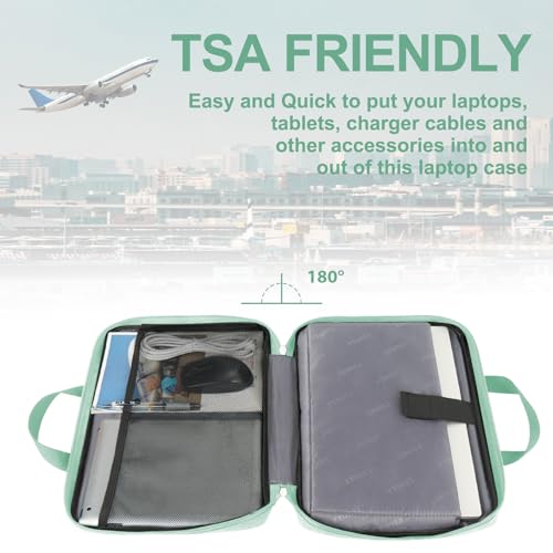 Image of Ytonet Laptop Case 15.6 inch, TSA Water Resistant Laptop Sleeve with Handle | Compatible with MacBook, HP, Dell, Lenovo, Asus Notebook, Computer Carrying Bag, Gifts for Men Women, Mint Green