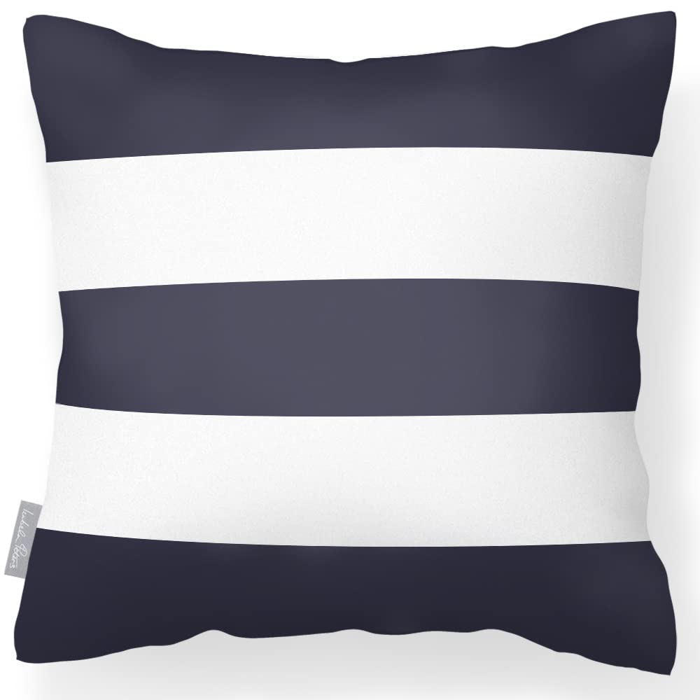 Izabela Peters Graphite Outdoor Cushions Waterproof, 43 Cm, Filled Outdoor Cushion, - 3 Stripes Horizontal, Garden Furniture Cushions, Outdoor Seat Cushions, Garden Chair Cushions