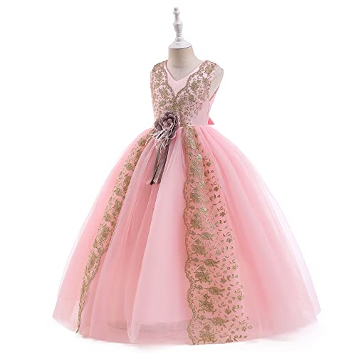 Vestido de bautizo junior y ropa de dama de honor infantil en color oro 2