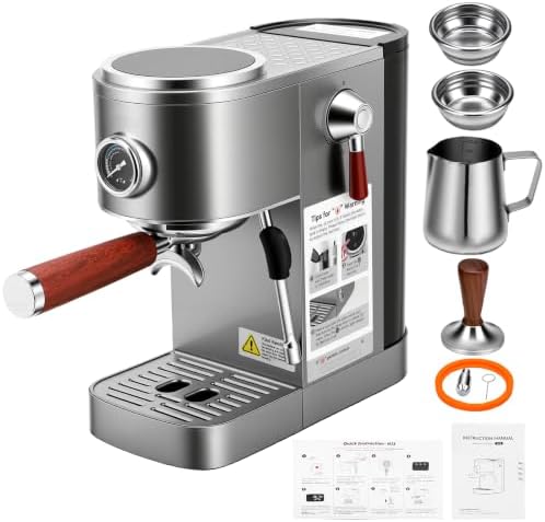 Irfora Portable Coffee Maker with Touchscreen and PID Control for Home Brewing 20 Bar Pump and Commercial Quality Silver 1.3L - 5
