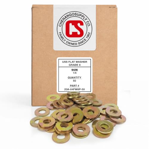Chenango Supply 1/4 Hardened USS Flat Washer, Grade 8 (50 Pieces)
