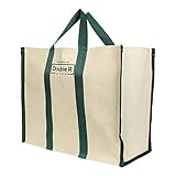 Double R Bags Big Eco Cotton Canvas Shopping Bags For Carry Milk Grocery Fruits Vegetable With Reinforced Handles Jhola Bag (17X8.5X14-Inches) (Pack Of 1) (Green)