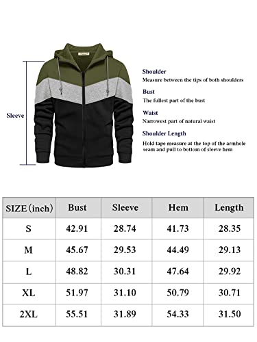 Pinkmarco Mens Fashion Hoodies Pullover Cozy Fleece Office Long Sleeve Sport Zip Hooded Sweatshirt Army Green Large #TOP5
