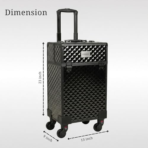 Image of SHAMAX Professional Rolling Makeup Case, Cosmetic Organizer Trolley, Makeup Artist MUA Vanity with Locks Trolley for Hairdressers, Salons, Nail Artist & Beauty Lovers - 360 Universal Self Lock Wheels