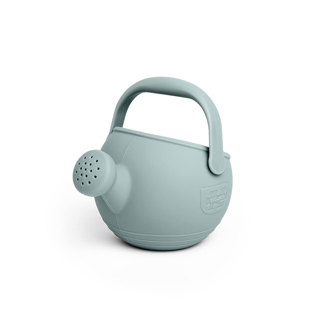 Bigjigs Toys Cool Grey Silicone Childrens Watering Can - Temperature & Stain-Resistant, Easy Grip Handle, Sustainable Silicone Toys, Ideal Outdoor & Beach Toys